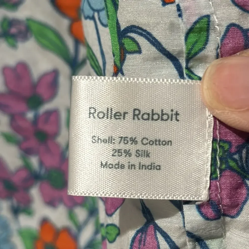 Roller Rabbit Blomst Lulu Pajama Top Only Size L Multi Color Cotton Silk Blend
